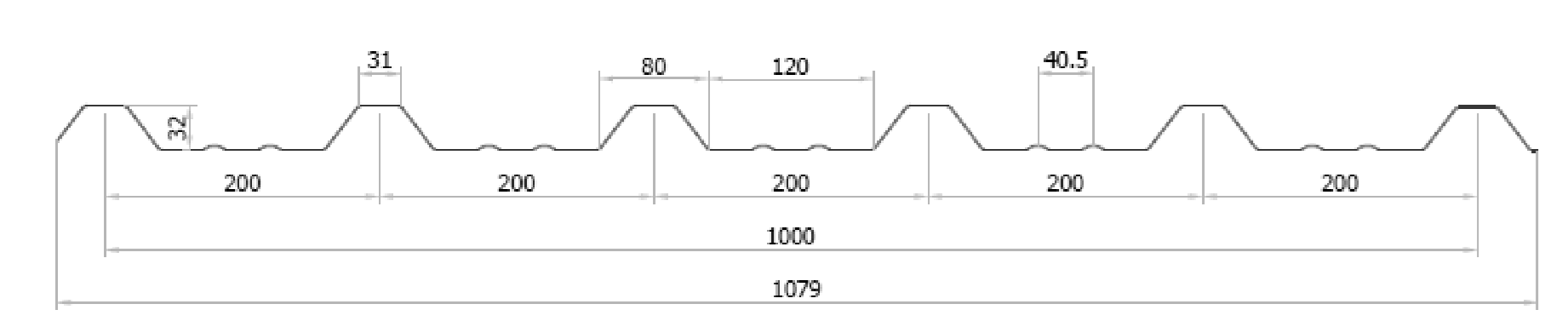 Lucernario - compatible uralita 2 Lucernario de policarbonato: perfil trapezoidal con ancho útil de 1. 000 mm, ancho total de 1. 079 mm y greca de 32 mm