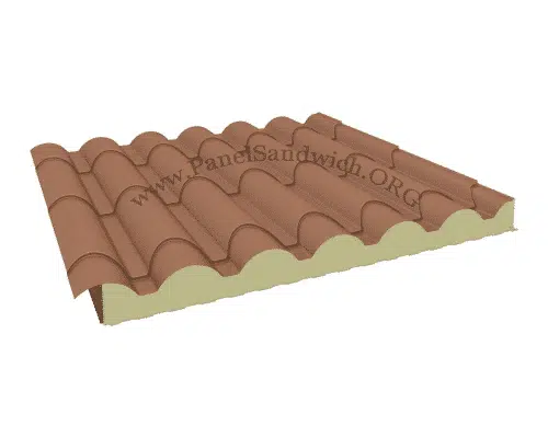 Panel sandwich teja para cubierta de color ral 8004