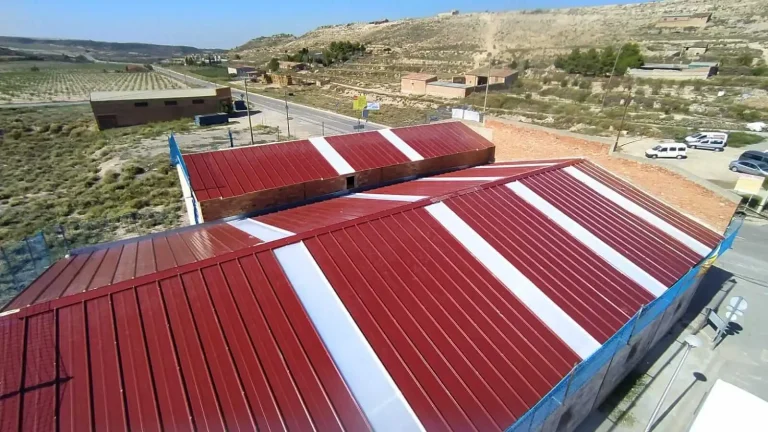roof of industrial building with skylights